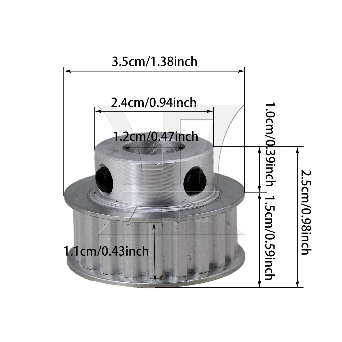 BQLZR XL Timing Belt Pulley 20 Teeth 12mm 2 Flanges For Precision Machine Tools