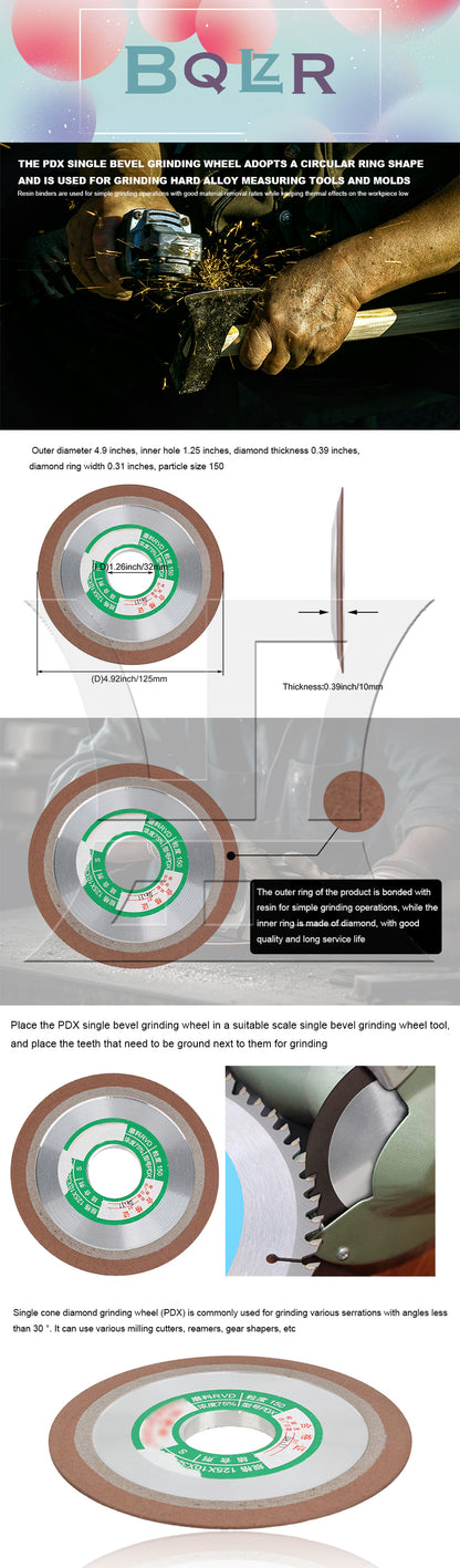 BQLZR Plain Resin Diamond Grinding Wheel Replacement 125mm Dia Carbide Steel 150#