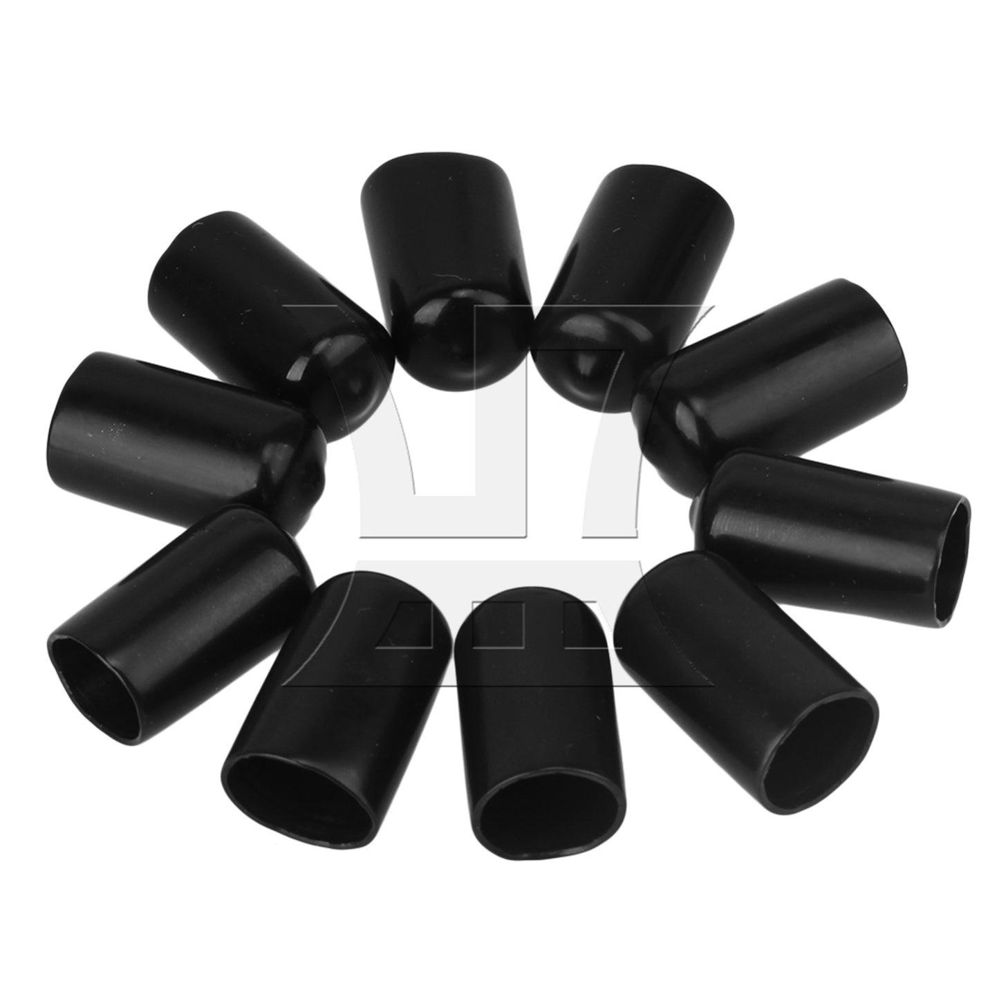 BQLZR 10 x Black Round Rubber Finisher Pipe Stop Screw Thread Cover 14mm Dia