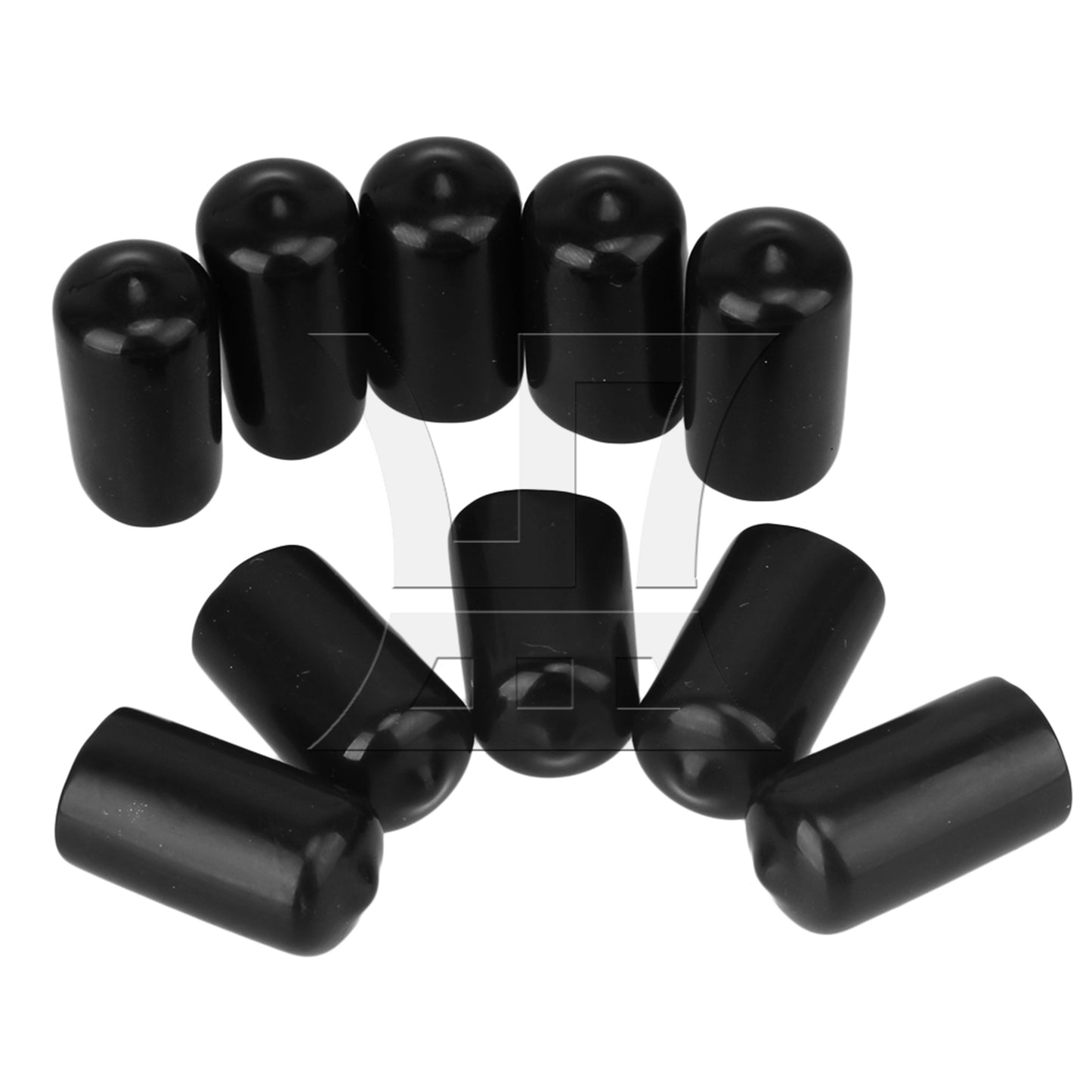 BQLZR 10 x Black Round Rubber Finisher Pipe Stop Screw Thread Cover 14mm Dia