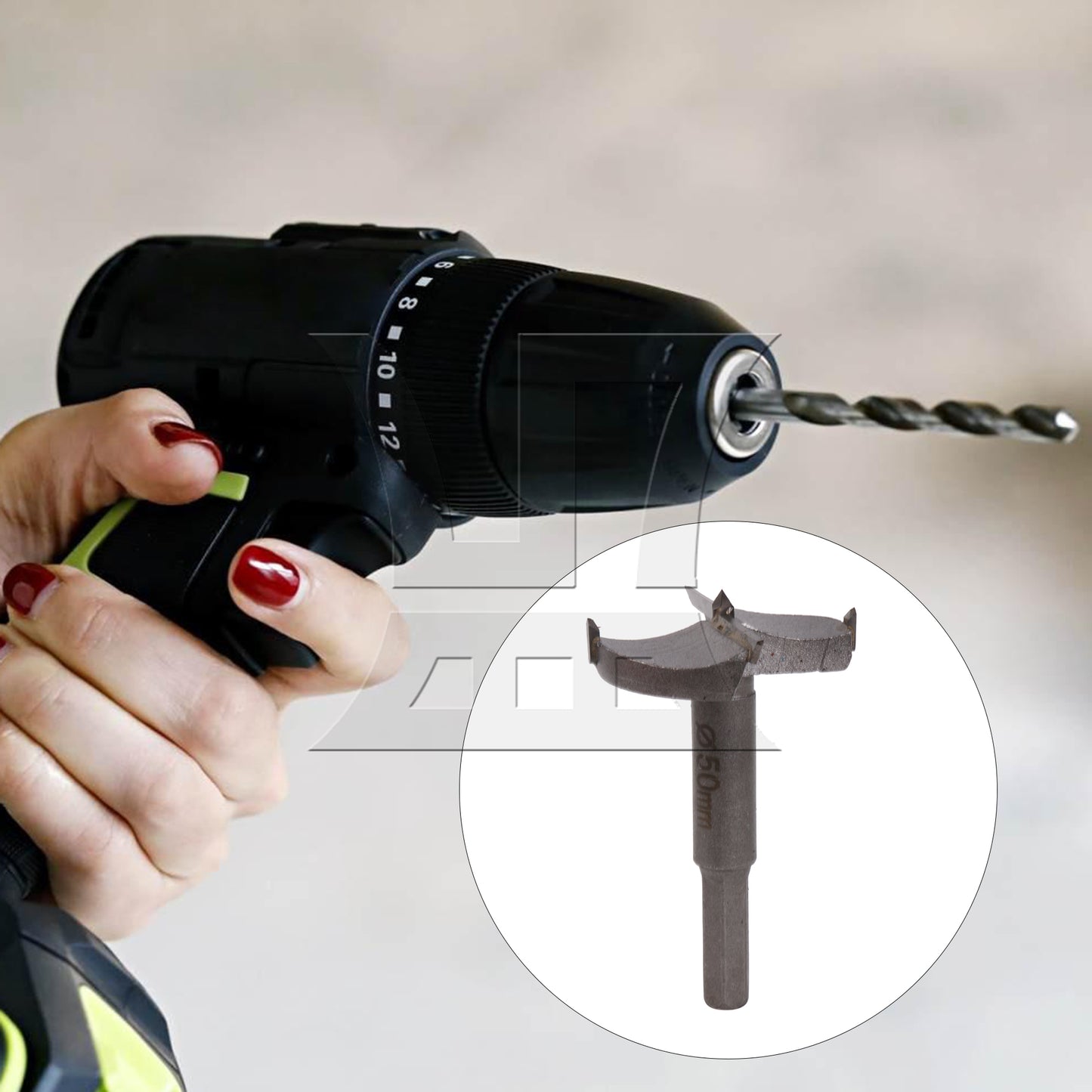 BQLZR 5cm Woodworking Tool Forstner Drill Wood Hole Drill Bit Tool