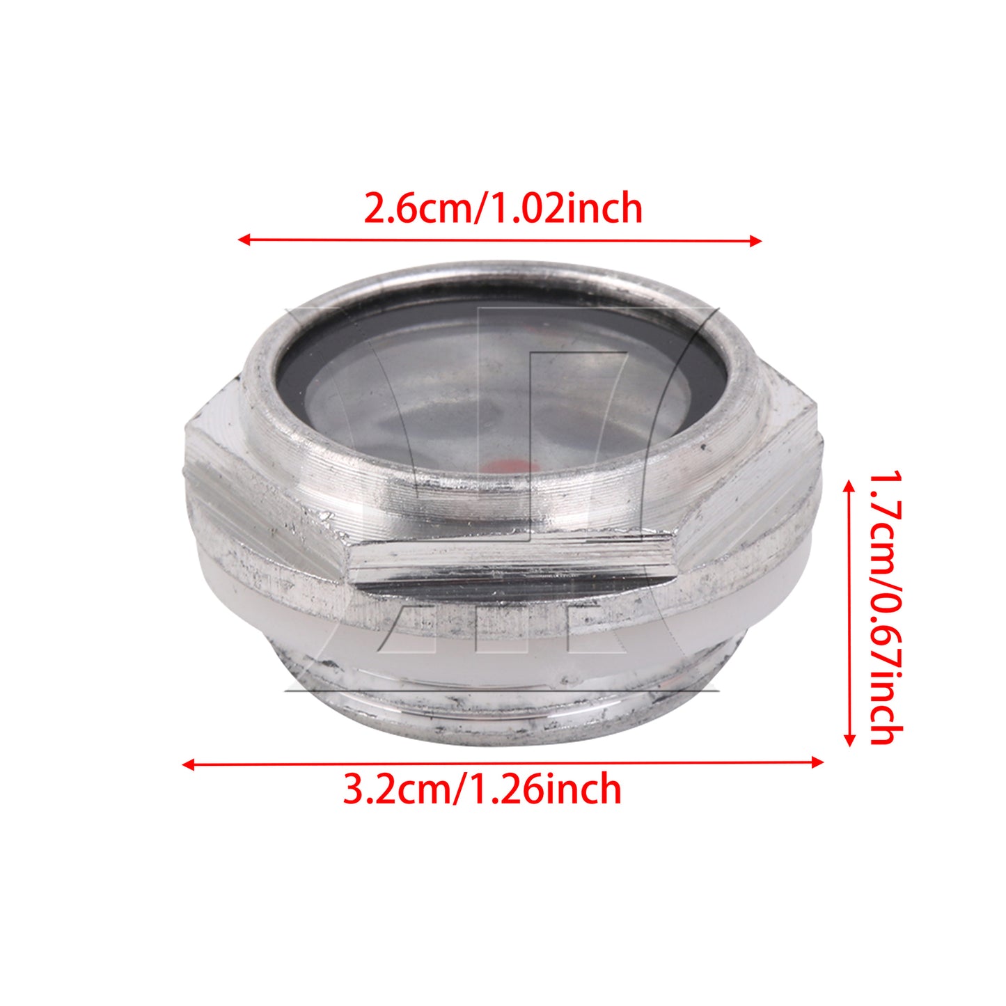 BQLZR Silver Tone Air Compressor Metal Oil Sight Glass 32mm Dia G3/4 Threaded