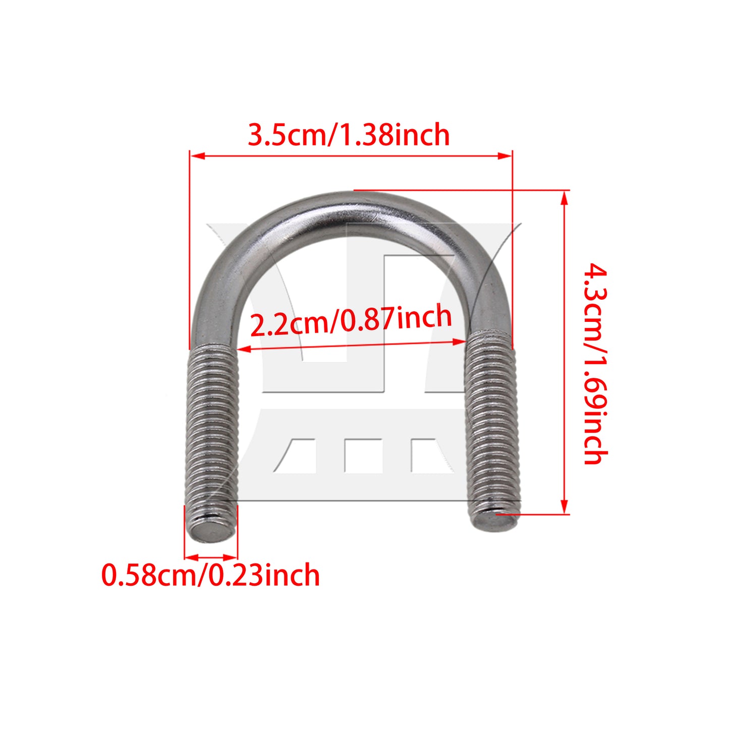BQLZR 5pcs Premium 304 Steel U-Bolt U-Screw for Trampoline Enclosure M6 22mm Dia