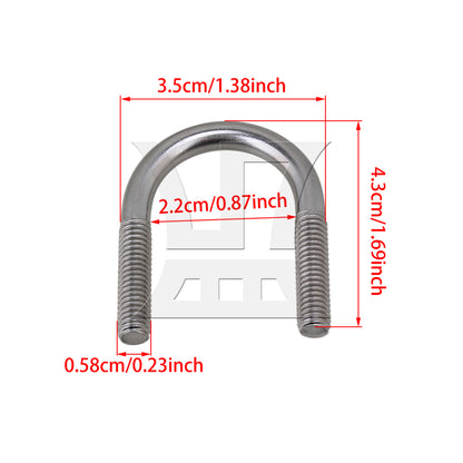 BQLZR 5pcs Premium 304 Steel U-Bolt U-Screw for Trampoline Enclosure M6 22mm Dia