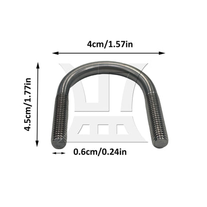 BQLZR 304 Stainless Steel U-Bolts U-Screws M6 Fit 27mm Dia Pipeline