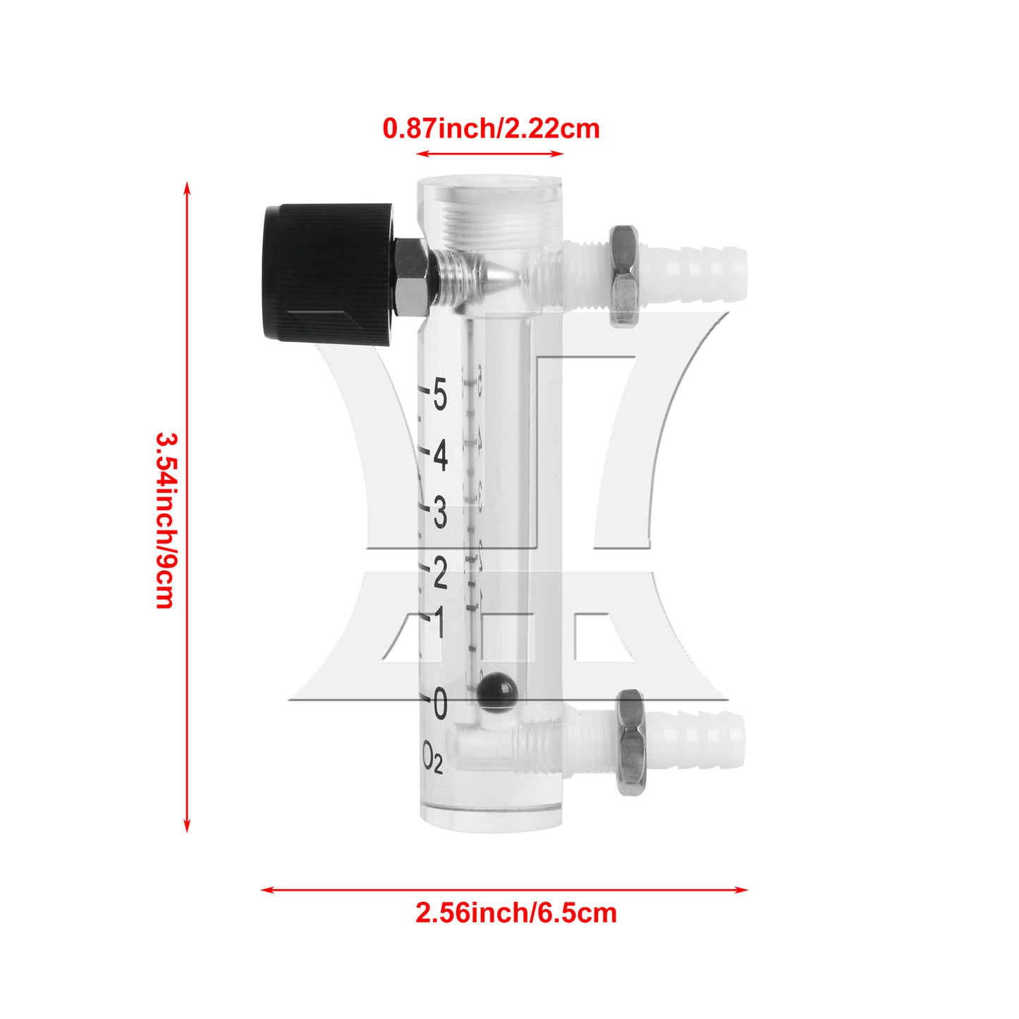 BQLZR 0-5LPM Air Flow Meter Oxygen Flow-meter Gas Flowmeter Measure Black & White
