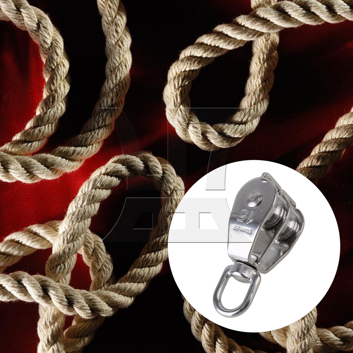 BQLZR 304 Stainless Steel M15 Double Pulley Block for Wire Rope Chain Traction Wheel