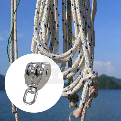 BQLZR 304 Stainless Steel M15 Double Pulley Block for Wire Rope Chain Traction Wheel