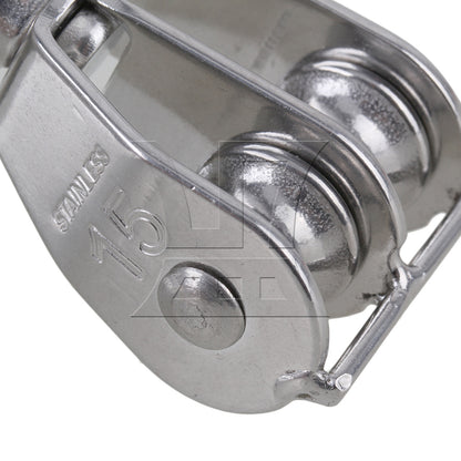 BQLZR 304 Stainless Steel M15 Double Pulley Block for Wire Rope Chain Traction Wheel
