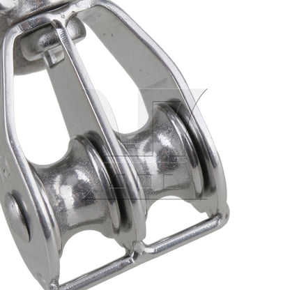 BQLZR 304 Stainless Steel M15 Double Pulley Block for Wire Rope Chain Traction Wheel