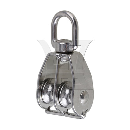 BQLZR 304 Stainless Steel M15 Double Pulley Block for Wire Rope Chain Traction Wheel