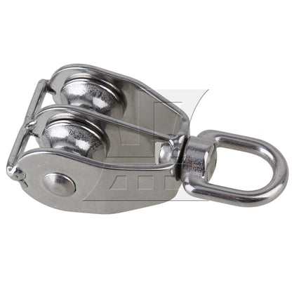 BQLZR 304 Stainless Steel M15 Double Pulley Block for Wire Rope Chain Traction Wheel