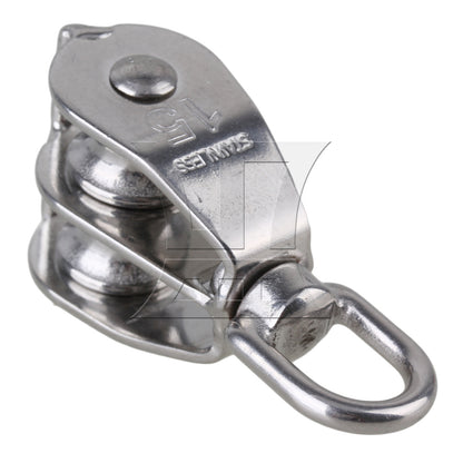 BQLZR 304 Stainless Steel M15 Double Pulley Block for Wire Rope Chain Traction Wheel