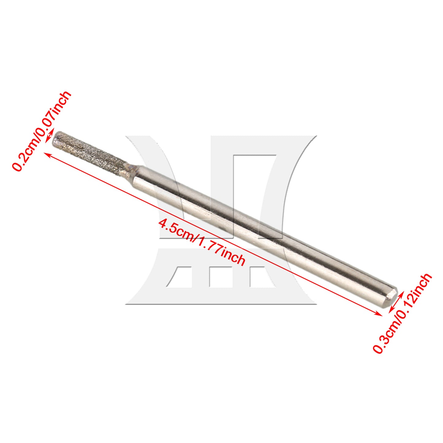 BQLZR  2mm Cylindrial Point Diamond Burr Glass Drill Bits for Rotary Tools