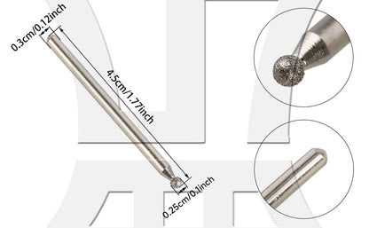BQLZR 2.5mm Sphere Point Diamond Burr Glass Drill Bits for Rotary Tool