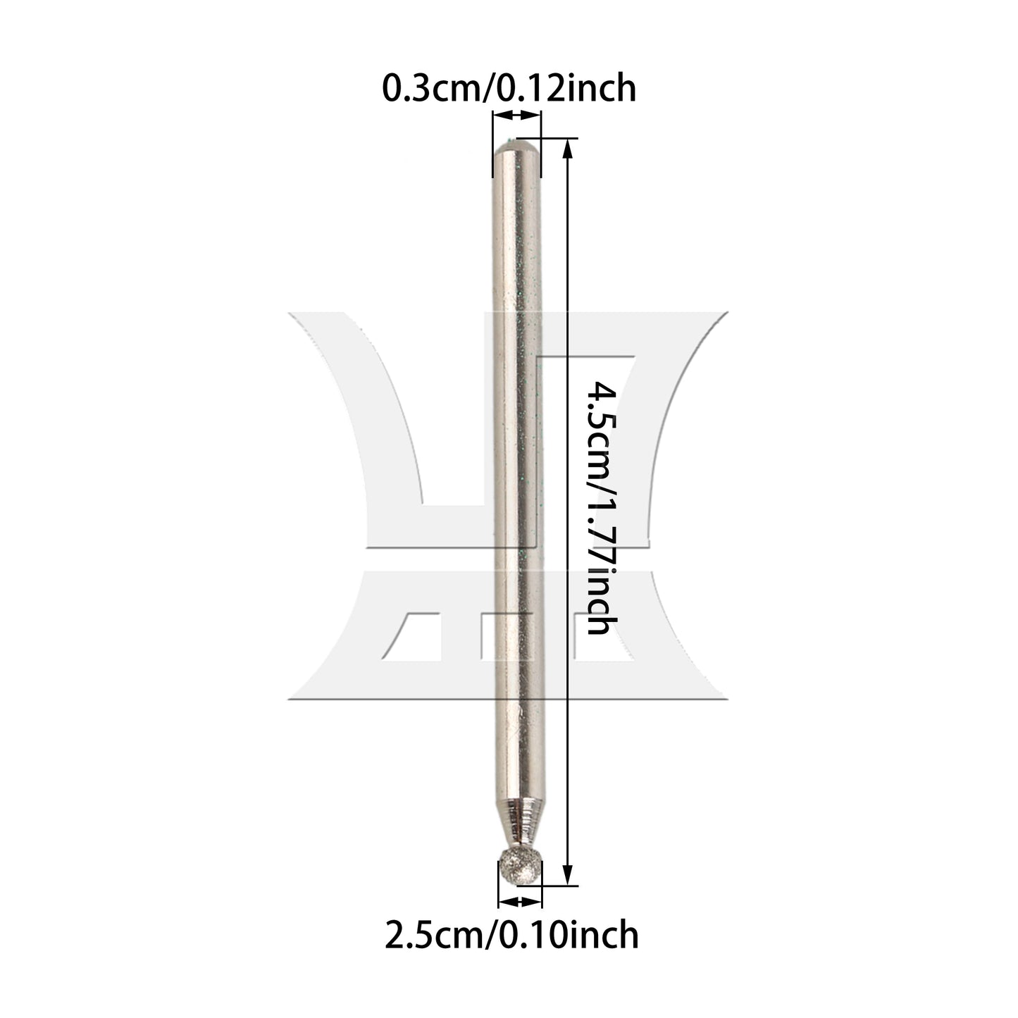 BQLZR 2.5mm Sphere Point Diamond Burr Glass Drill Bits for Rotary Tool