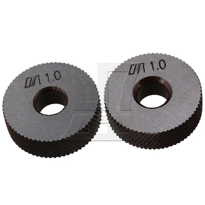 BQLZR 2 x Silver Metal Knurling Tool Diagonal Wheel Linear Knurl 26mm Dia 1mm Pitch