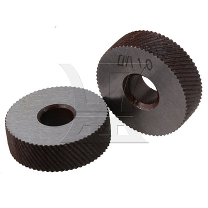BQLZR 2 x Silver Metal Knurling Tool Diagonal Wheel Linear Knurl 26mm Dia 1mm Pitch