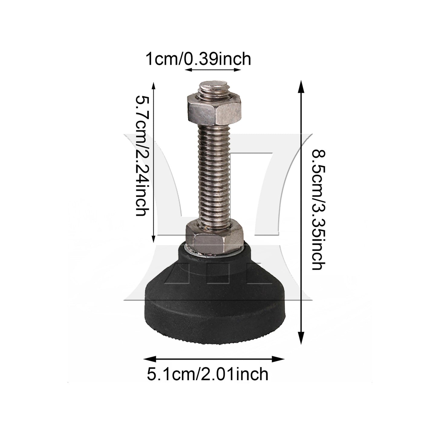 BQLZR 4pcs 50mm Dia Adjustable Height Leveling Feet Furniture Glide M10 x 53mm