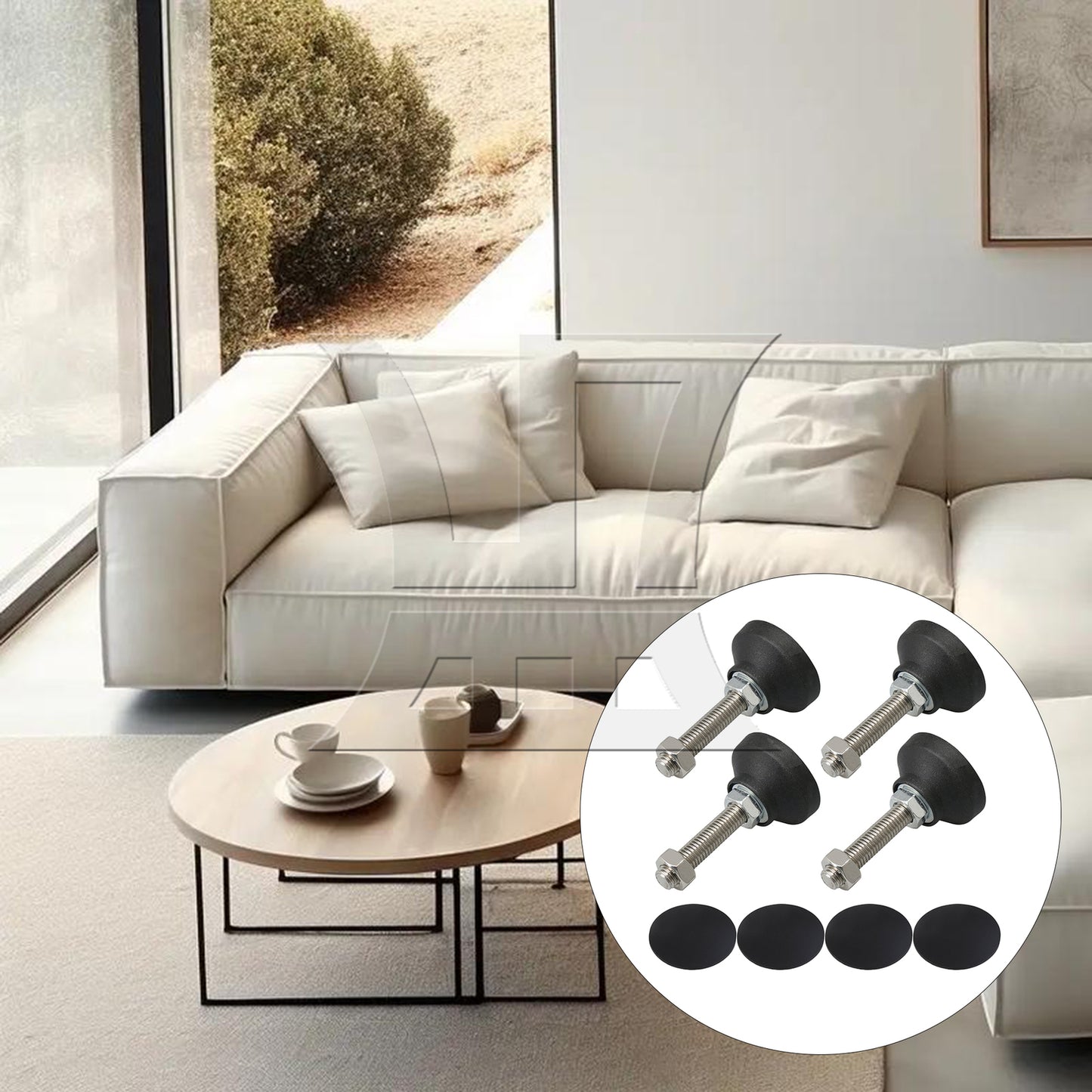 BQLZR 50mm Dia Adjustable Height Leveling Feet Furniture Glide M12 x 50mm