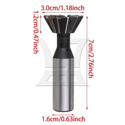 BQLZR High Speed Steel Dovetail Slot Slit 30 mm x 60 Degree Milling Tool 12 Flutes