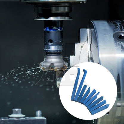 BQLZR 9 Pieces Iron Lathe Brazed Carbide Turning Tool Bit 10x10 mm Square Shank Blue