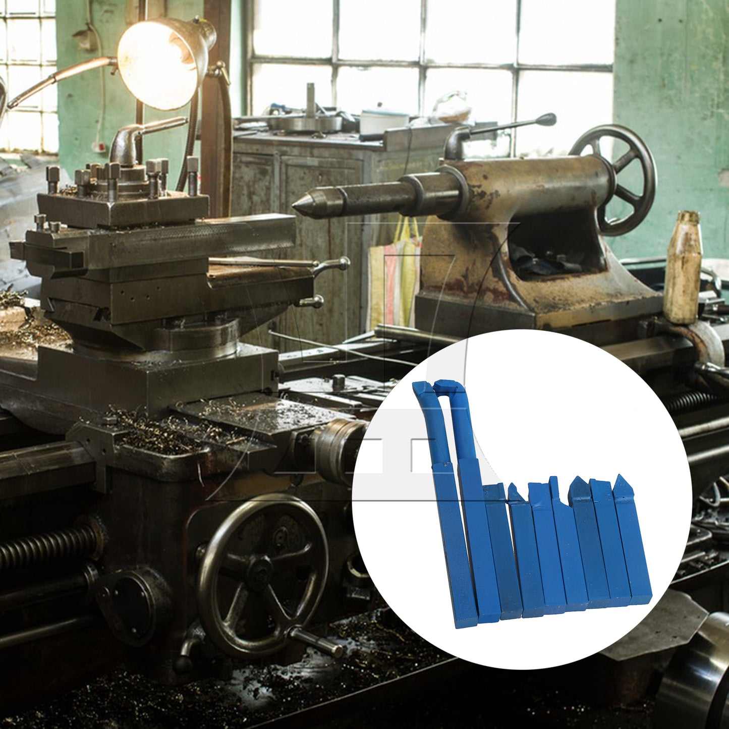 BQLZR 9 Pieces Iron Lathe Brazed Carbide Turning Tool Bit 10x10 mm Square Shank Blue