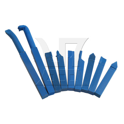 BQLZR 9 Pieces Iron Lathe Brazed Carbide Turning Tool Bit 10x10 mm Square Shank Blue