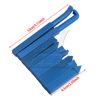BQLZR 9 Pieces Iron Lathe Brazed Carbide Turning Tool Bit 10x10 mm Square Shank Blue