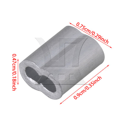 BQLZR Aluninum Double Ferrules Crimping Loop Sleeve for Wire Rope M2 Pack of 200