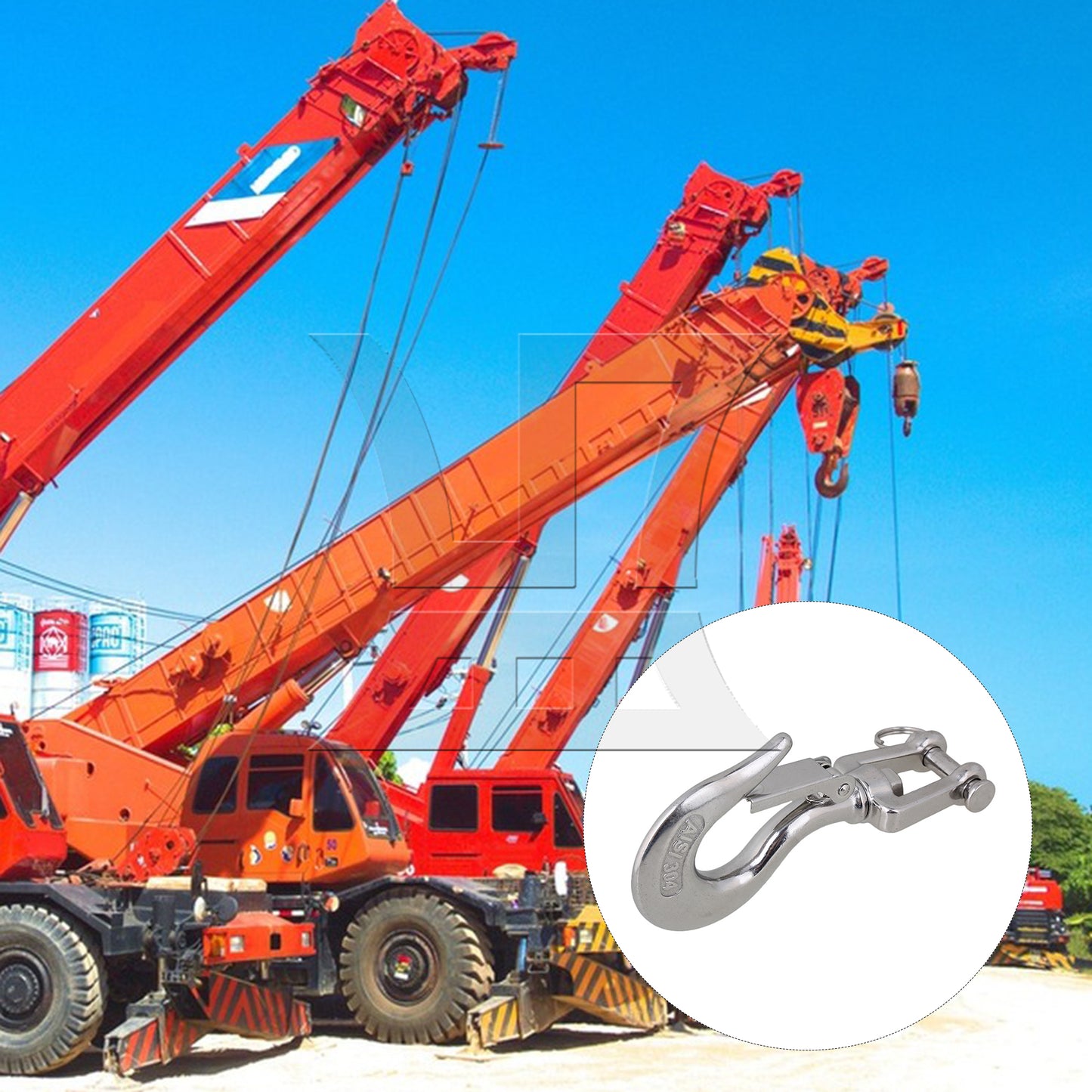 BQLZR 650KG American Type Swivel Lifting Silver Tone Clevis Chain Hook with Latch