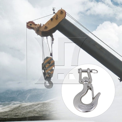 BQLZR 650KG American Type Swivel Lifting Silver Tone Clevis Chain Hook with Latch