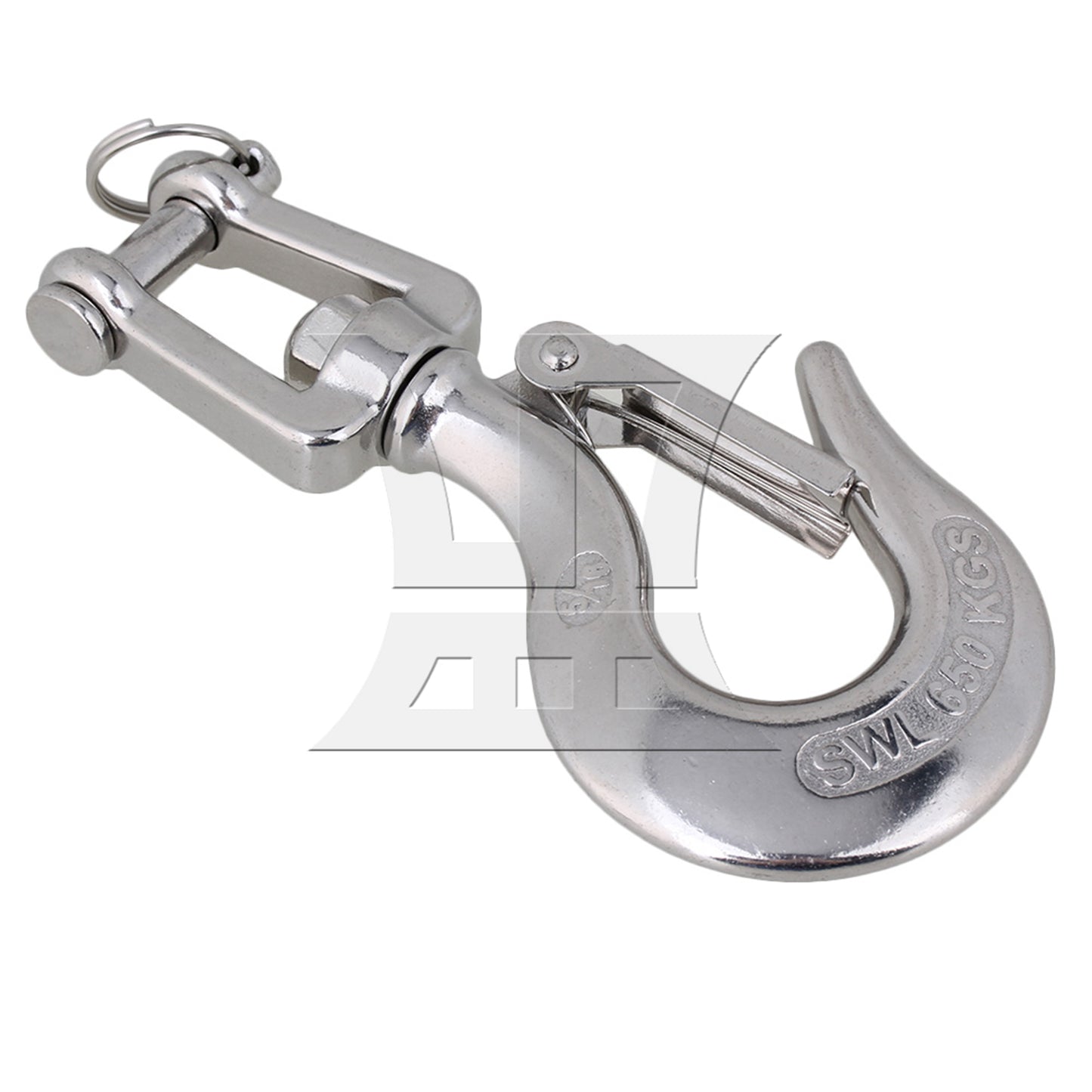 BQLZR 650KG American Type Swivel Lifting Silver Tone Clevis Chain Hook with Latch