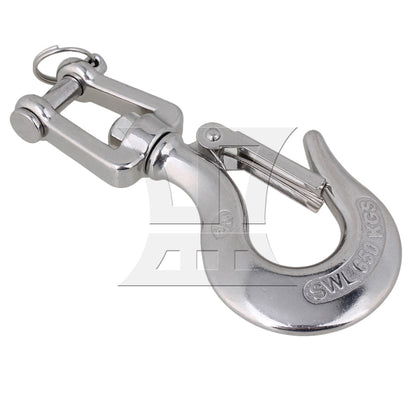 BQLZR 650KG American Type Swivel Lifting Silver Tone Clevis Chain Hook with Latch