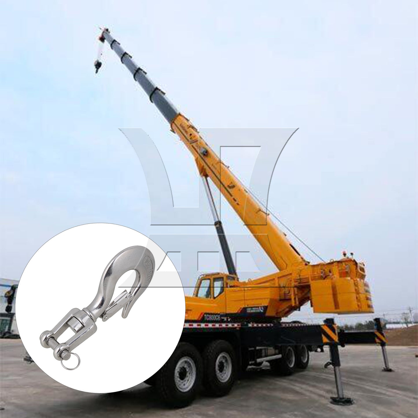 BQLZR 1000KG American Type Swivel Lifting Silver Tone Clevis Hook Rigging Accessory