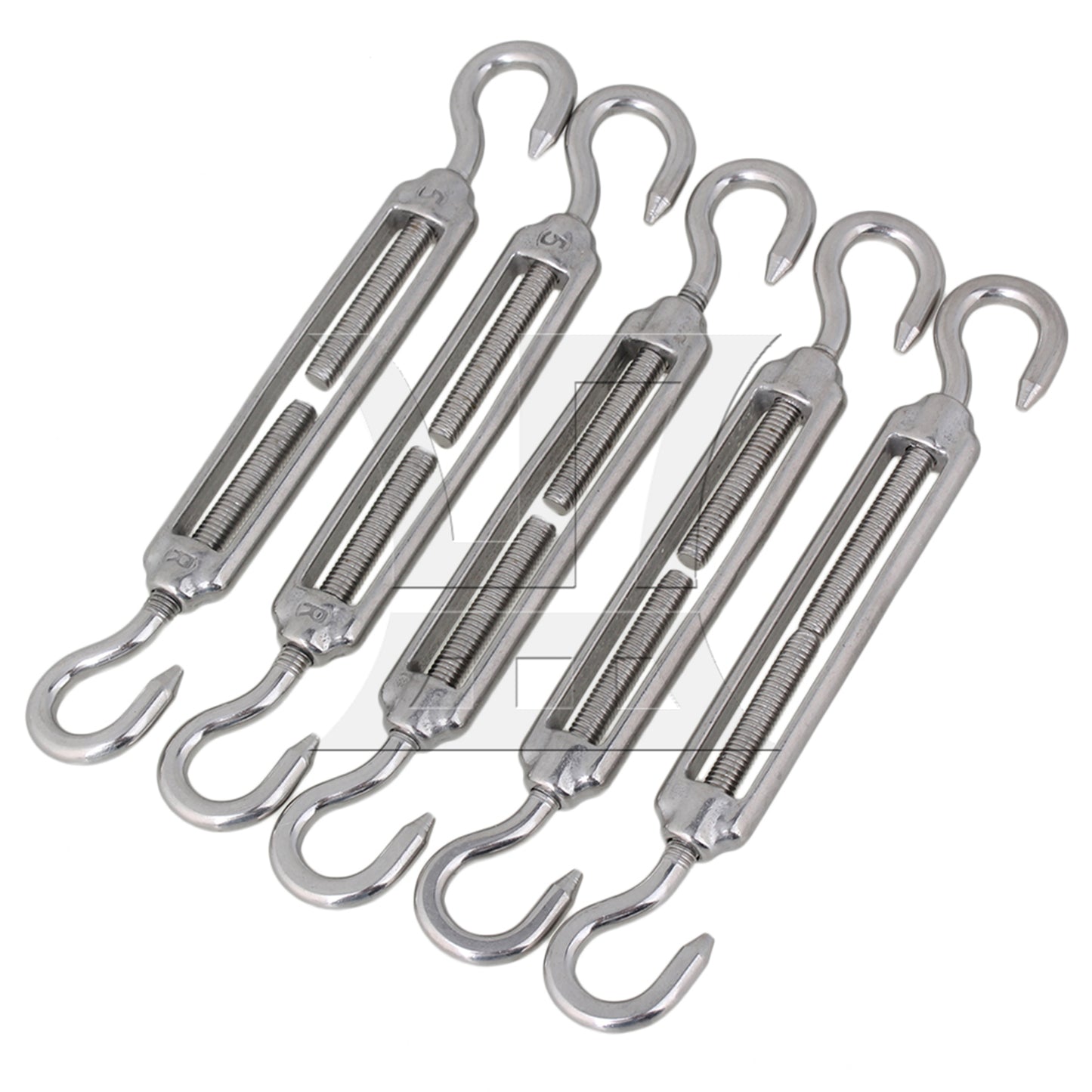 BQLZR 5pcs Hook to Hook Adjustable European Style 304 Stainless Steel M5 Turnbuckle