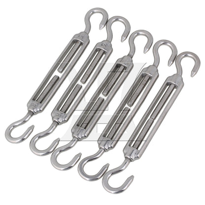 BQLZR 5pcs Hook to Hook Adjustable European Style 304 Stainless Steel M5 Turnbuckle