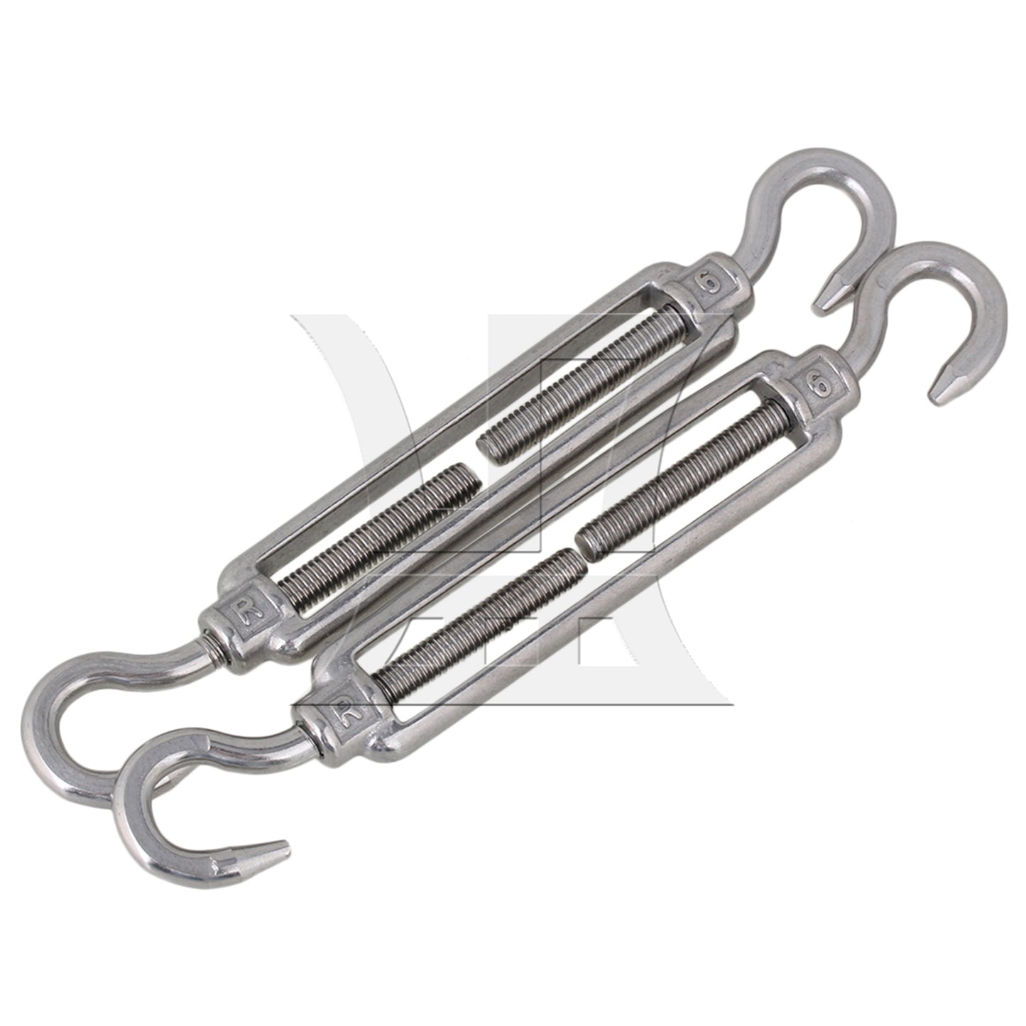 BQLZR  Silver European Style 304 Stainless Steel M6 Thread Turnbuckle Hook to Hook