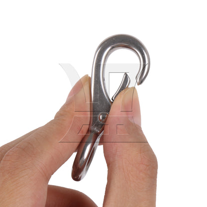 BQLZR 304 Stainless Steel Spring Loaded Marine Fixed Eye Boat Snap Hook 0# Silver