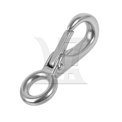 BQLZR 304 Stainless Steel Spring Loaded Marine Fixed Eye Boat Snap Hook 0# Silver