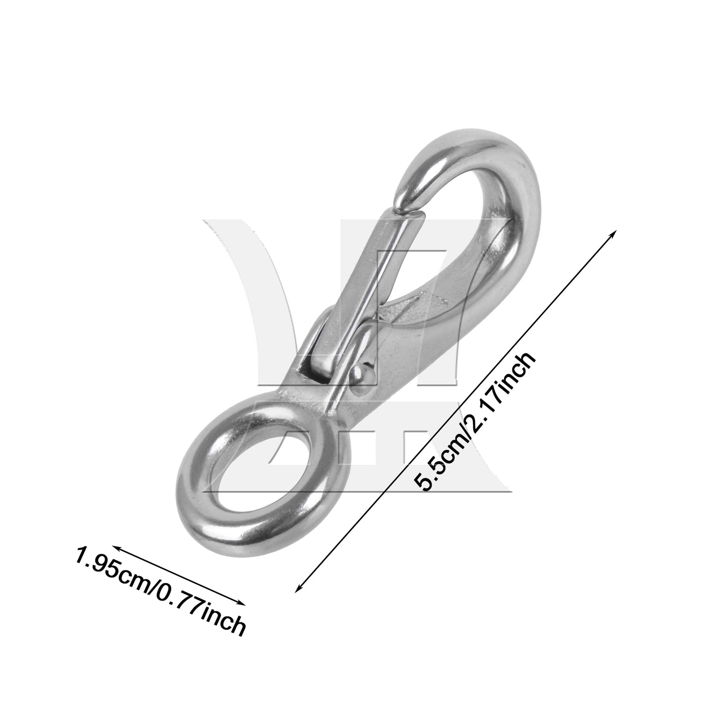 BQLZR 304 Stainless Steel Spring Loaded Marine Fixed Eye Boat Snap Hook 0# Silver