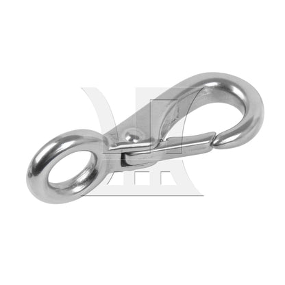 BQLZR 304 Stainless Steel Spring Loaded Marine Fixed Eye Boat Snap Hook 0# Silver