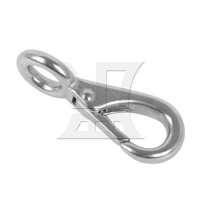 BQLZR 304 Stainless Steel Spring Loaded Marine Fixed Eye Boat Snap Hook 0# Silver