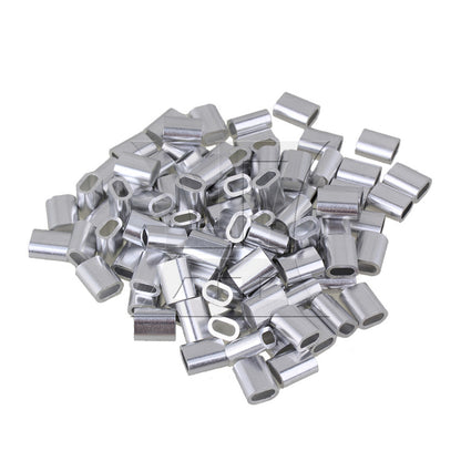 BQLZR M3 Silver Color Aluminum Clip Oval Wire Rope Ferrule Clamp Pack