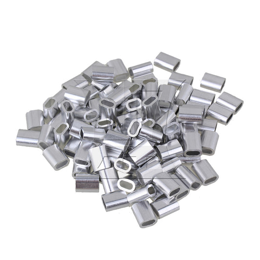 BQLZR M3 Silver Color Aluminum Clip Oval Wire Rope Ferrule Clamp Pack