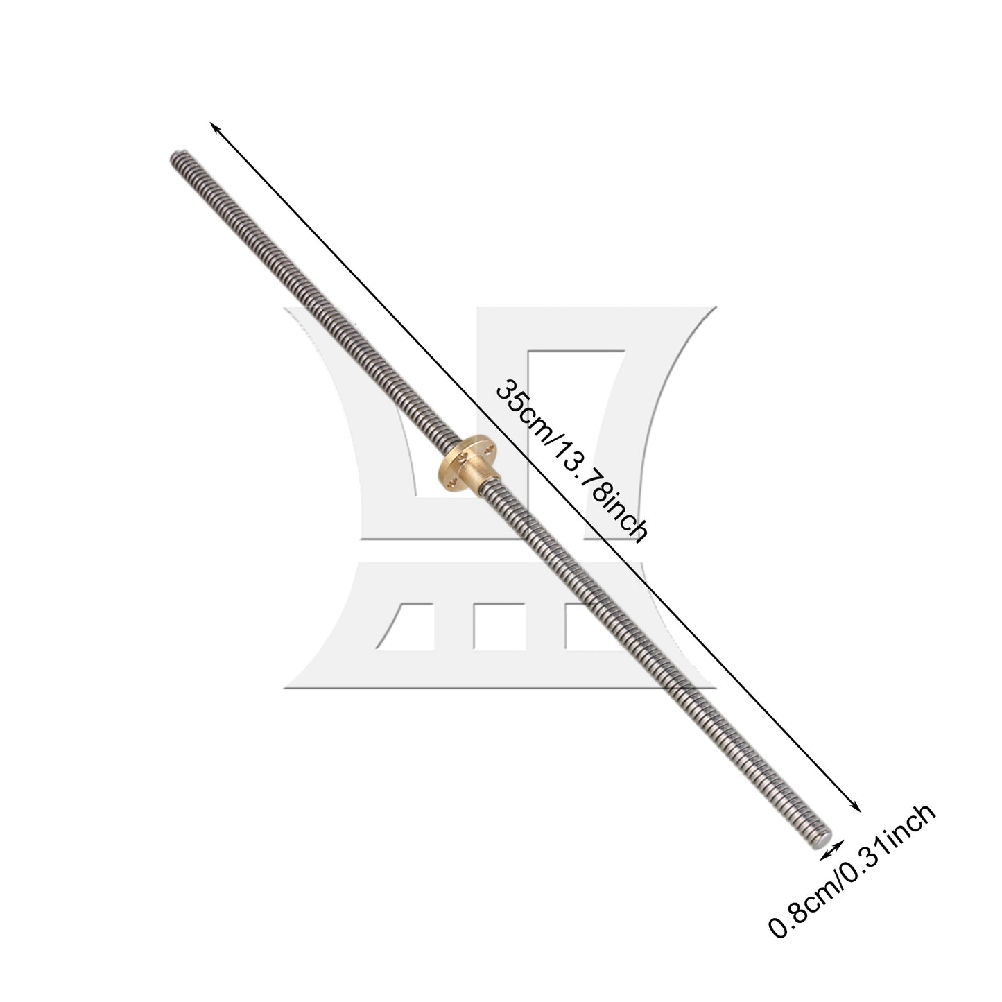 BQLZR 350x2mm Stainless Steel Silver Lead Screw with Gold Brass Nut 2mm Lead