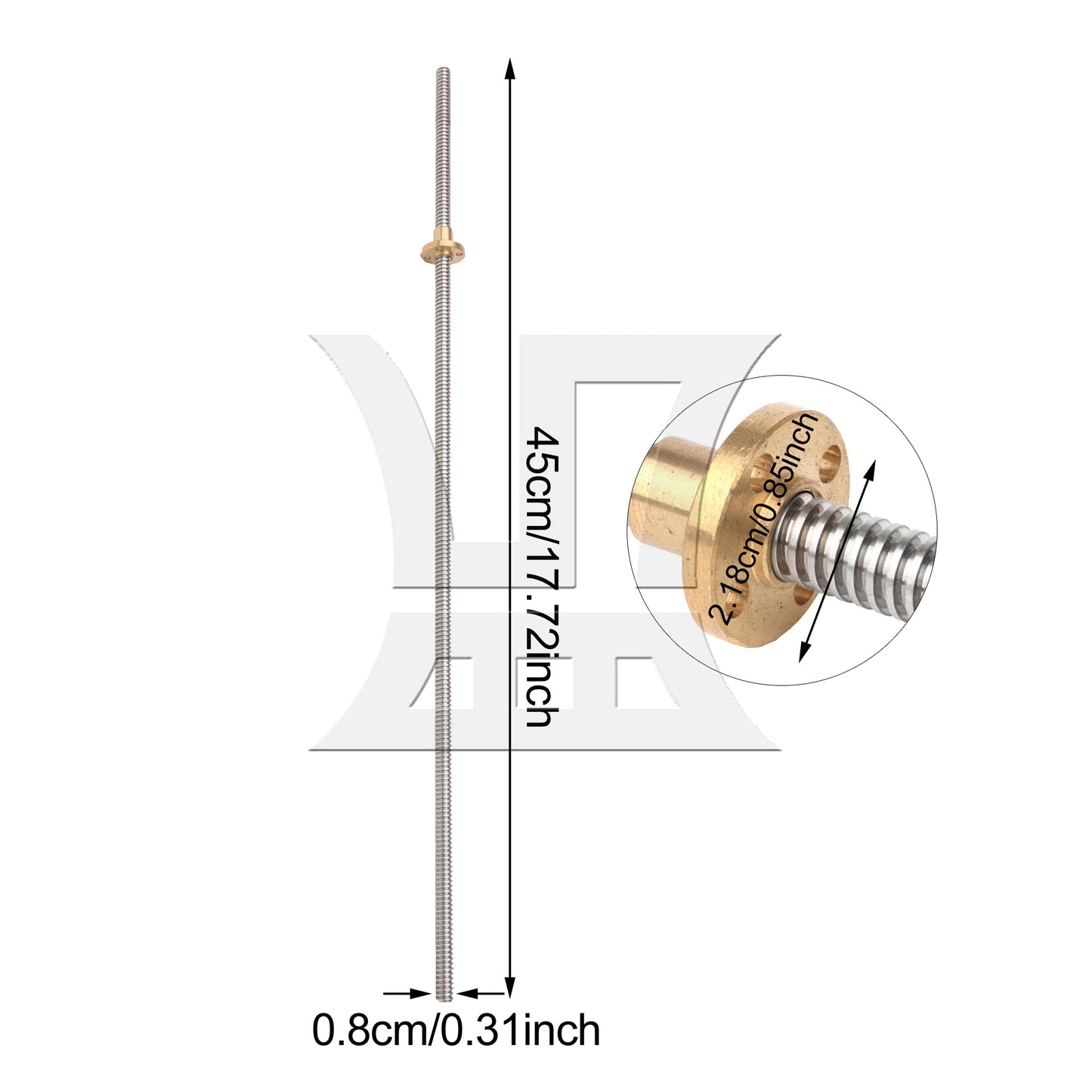 BQLZR 450mm Length Stainless Steel Lead Screw and Nut 2mm Lead for Machine Tool