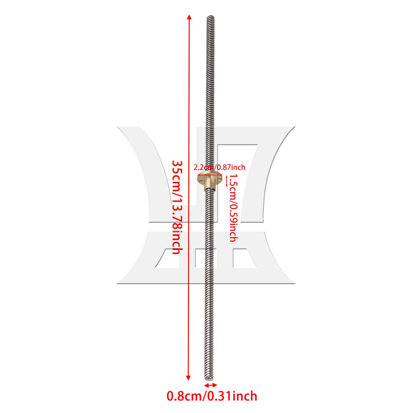 BQLZR L350mm Stainless Steel Lead Screw and Nut 8mm Lead for 3D Printer Silver