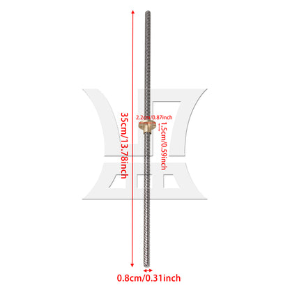 BQLZR L350mm Stainless Steel Lead Screw and Nut 8mm Lead for 3D Printer Silver