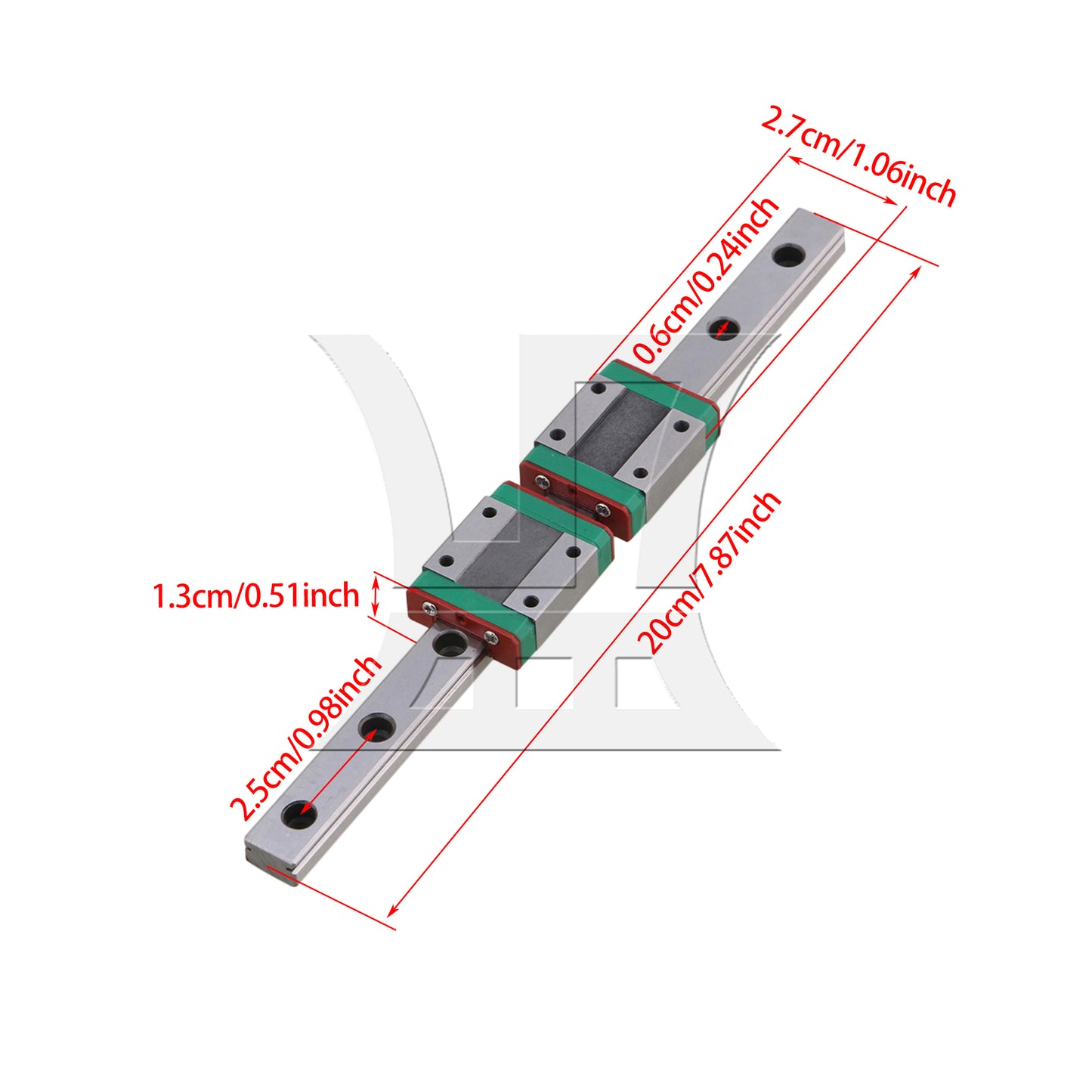 BQLZR 20cm Silver MGN12C Bearing Steel Linear Sliding Guide Rail & 2 Block Sets